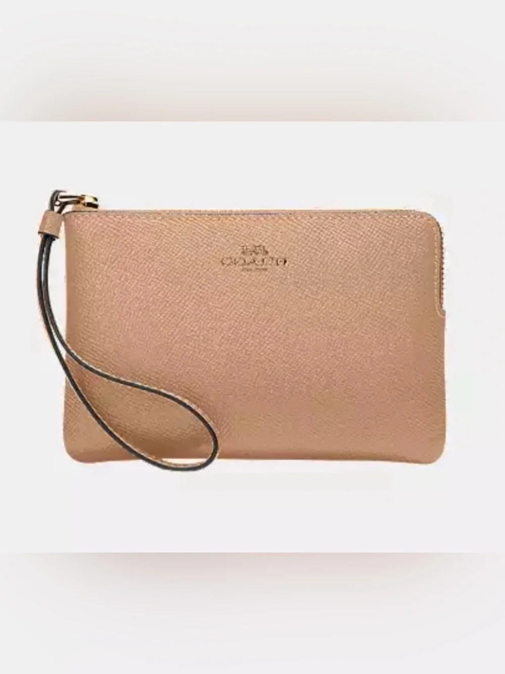 Coach Corner Zip Wristlet NWT Taupe Leather